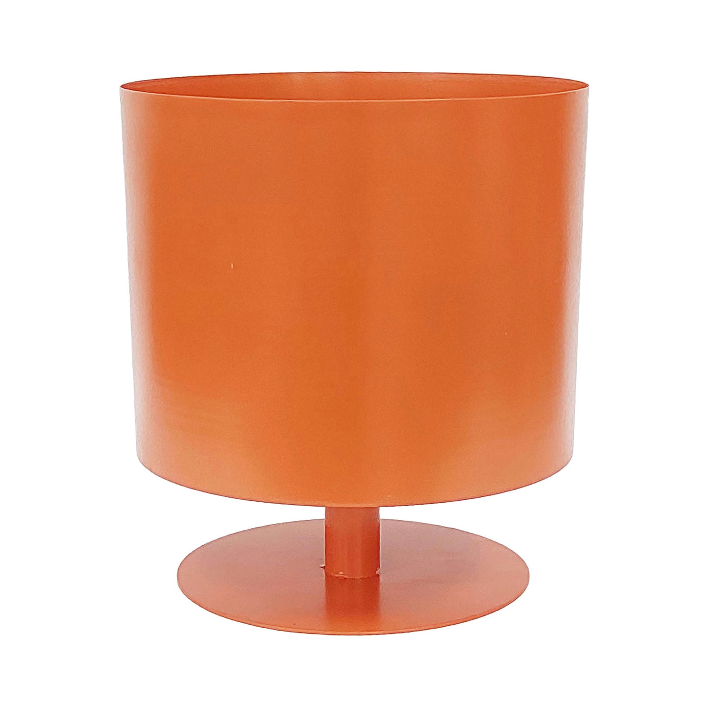 Ec Metal,10",flat Round Base Planter,burnt Orange