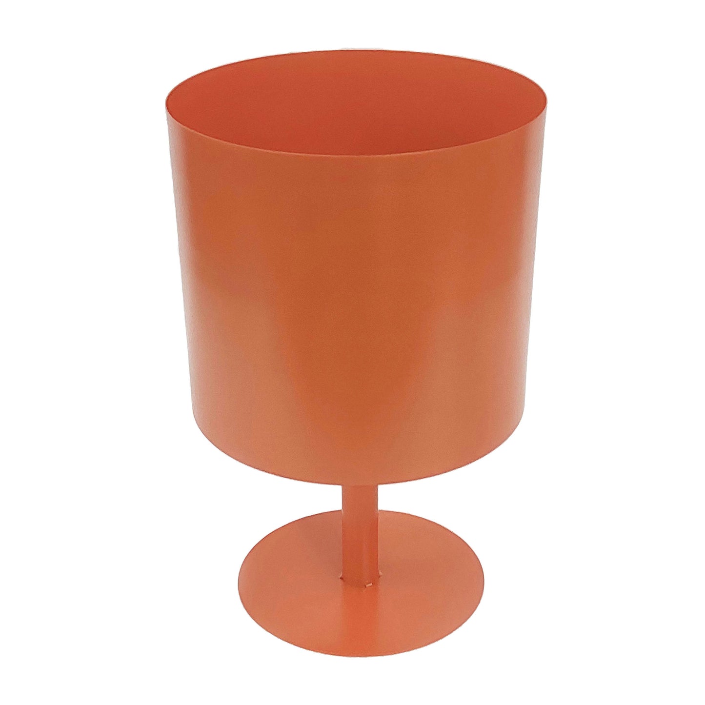 Ec Metal,8",flat Round Base Planter,burnt Orange