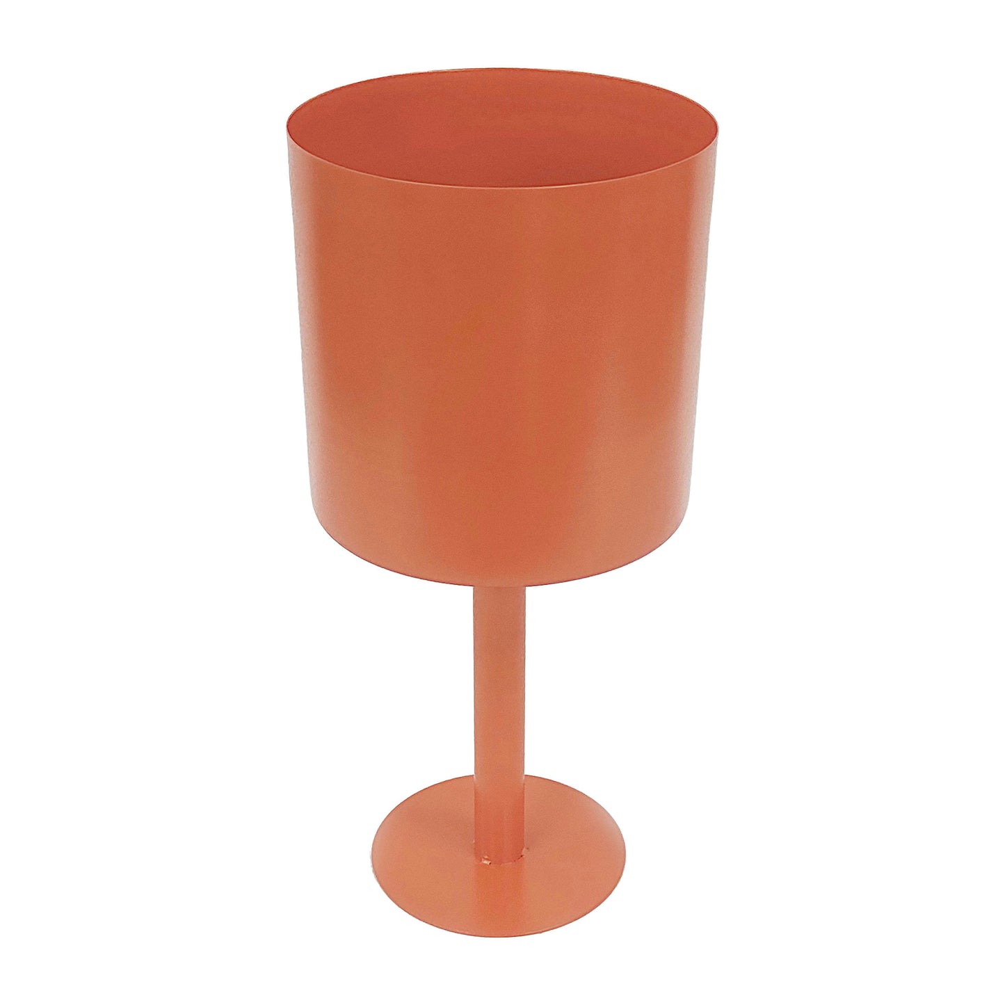 Ec Metal,6",flat Round Base Planter,burnt Orange