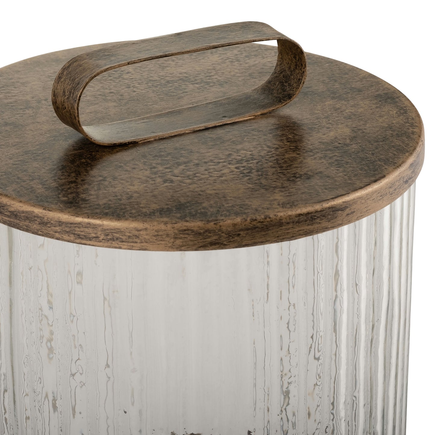 Glass,10",round Box W/top Handle, Brass