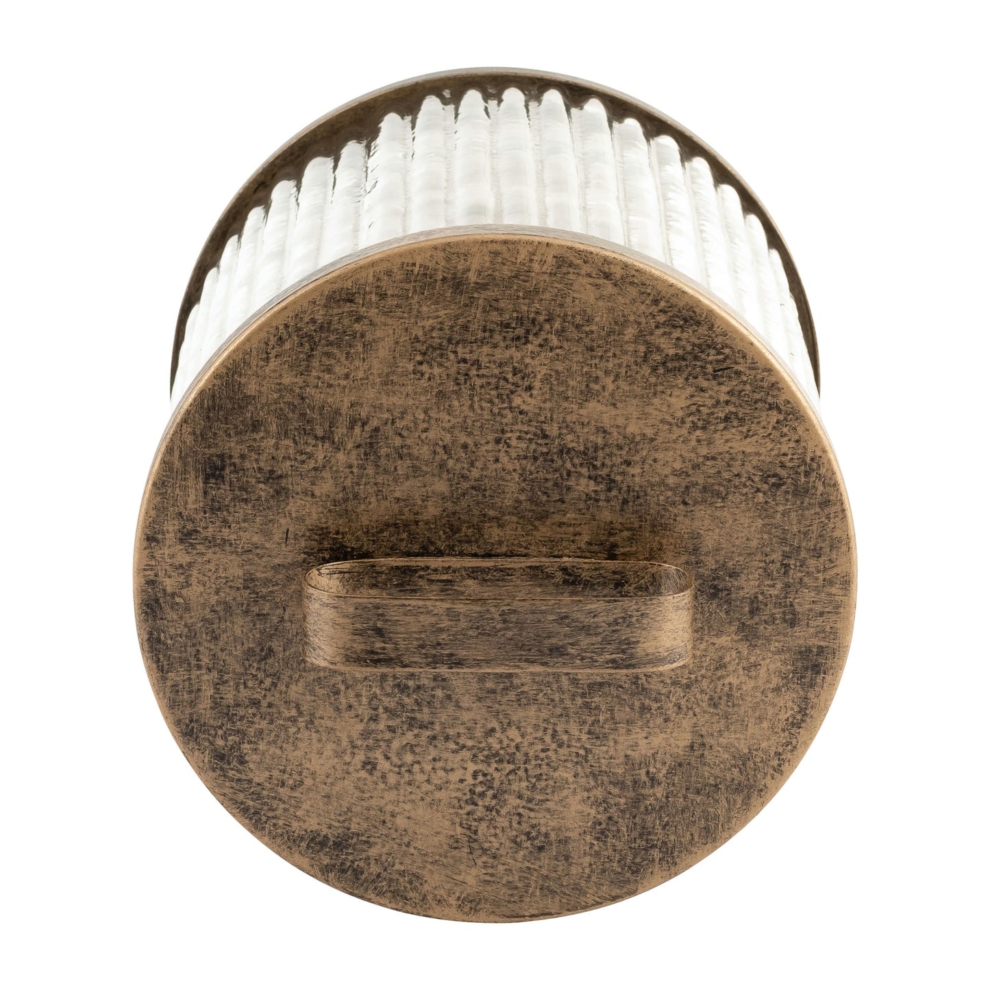 Glass,10",round Box W/top Handle, Brass