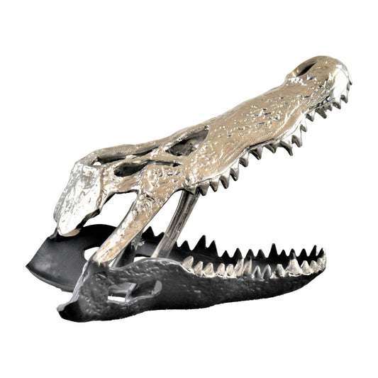 Metal,11",alligator Skull,nickle/black