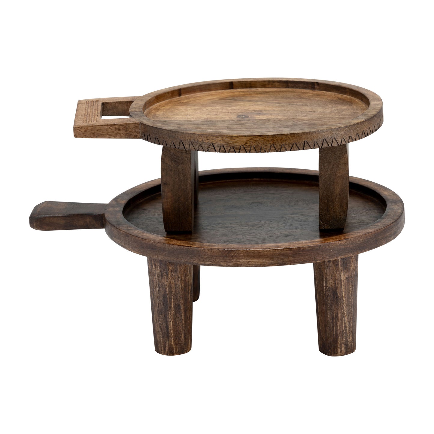 Wood, S/2 12/15" Round Risers W/ Handle, Brown