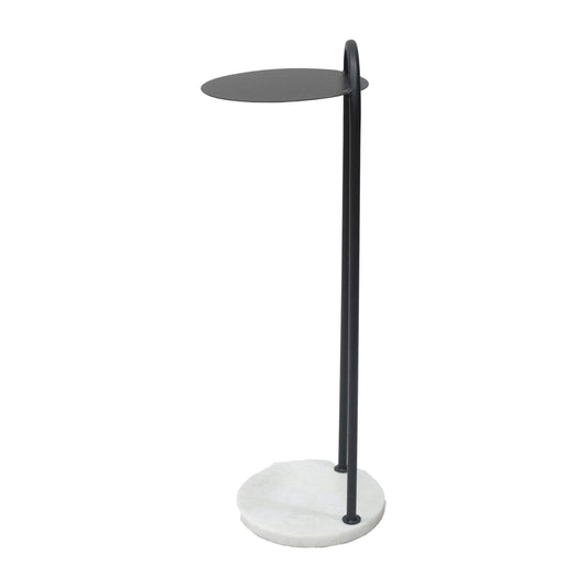 Metal/marble, 8"dx28"h Drink Table, Black/white