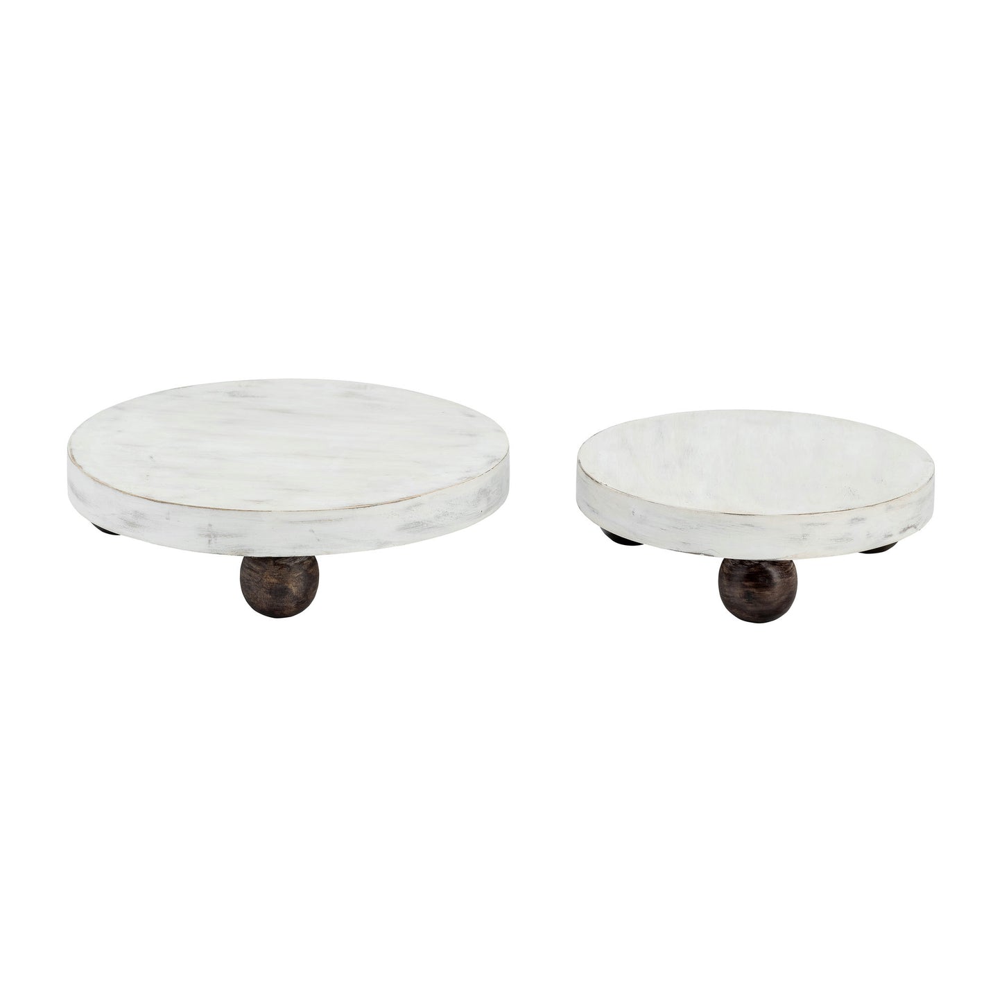 Wood, S/2 8/10"d Round Risers White Wash