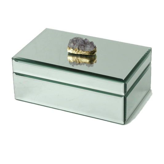 Glass, 8x5" Jewelry Box, Amethyst Stone, Clear