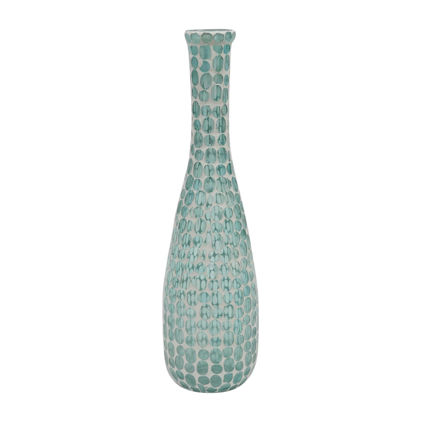Glass, 16"h Mosaic Vase, Blue
