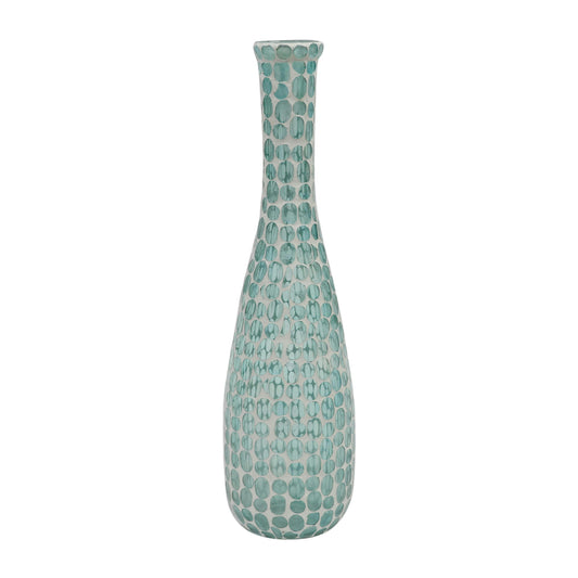 Glass, 16"h Mosaic Vase, Blue