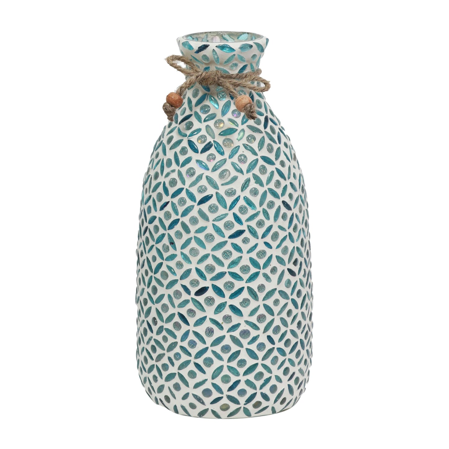 Glass, 5"h Mosaic Vase, Blue