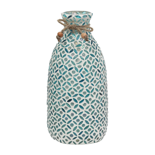 Glass, 5"h Mosaic Vase, Blue