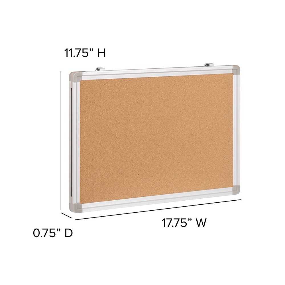 17.75"W x 11.75"H Personal Sized Natural Cork Board with Aluminum Frame