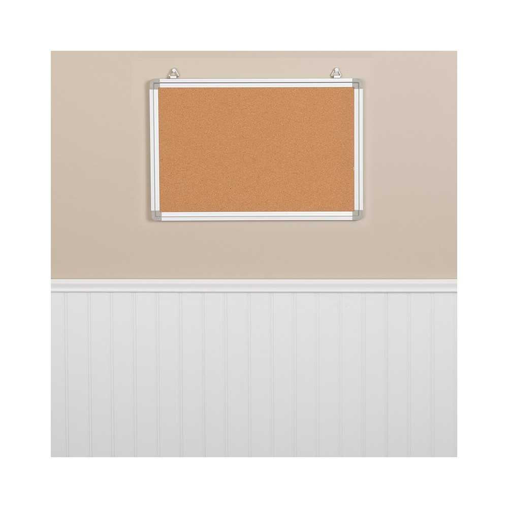 17.75"W x 11.75"H Personal Sized Natural Cork Board with Aluminum Frame