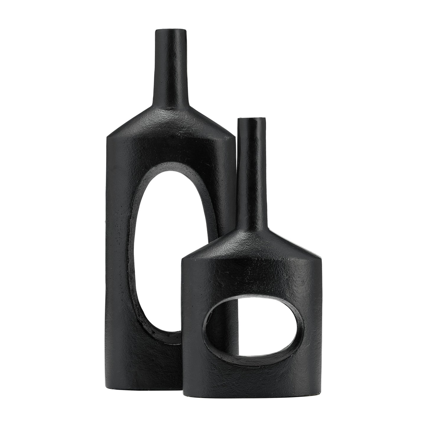 Metal,12"h, Small Modern Open Cut Out Vase,black