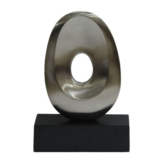 18", Metal Oval Sculpture,slvr/blk