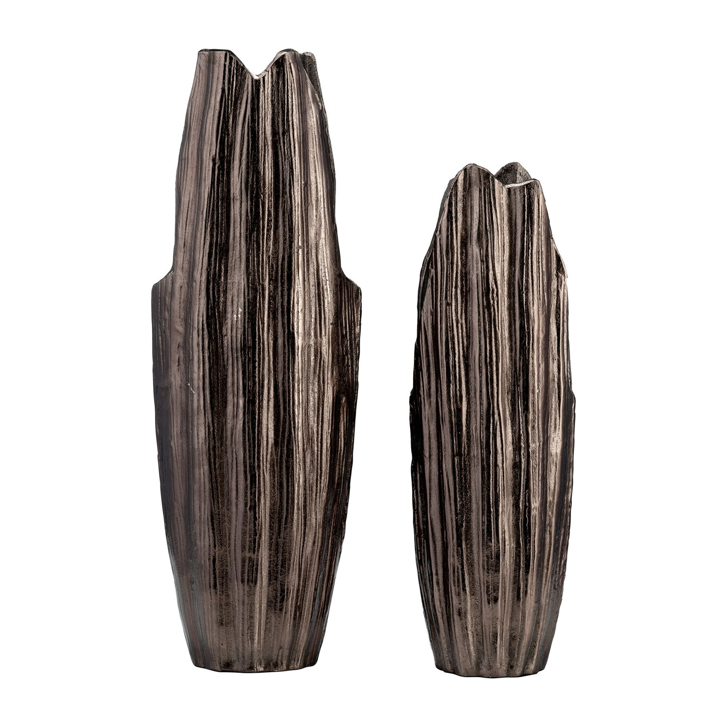 Metal, 24"h, Abstract Ridged Vase,blk Nickel