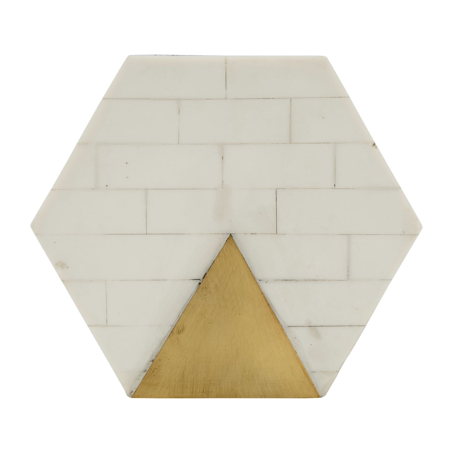 Resin, S/2 5/7" Hxgon Boxes W/brass Inlay, Wht/gld
