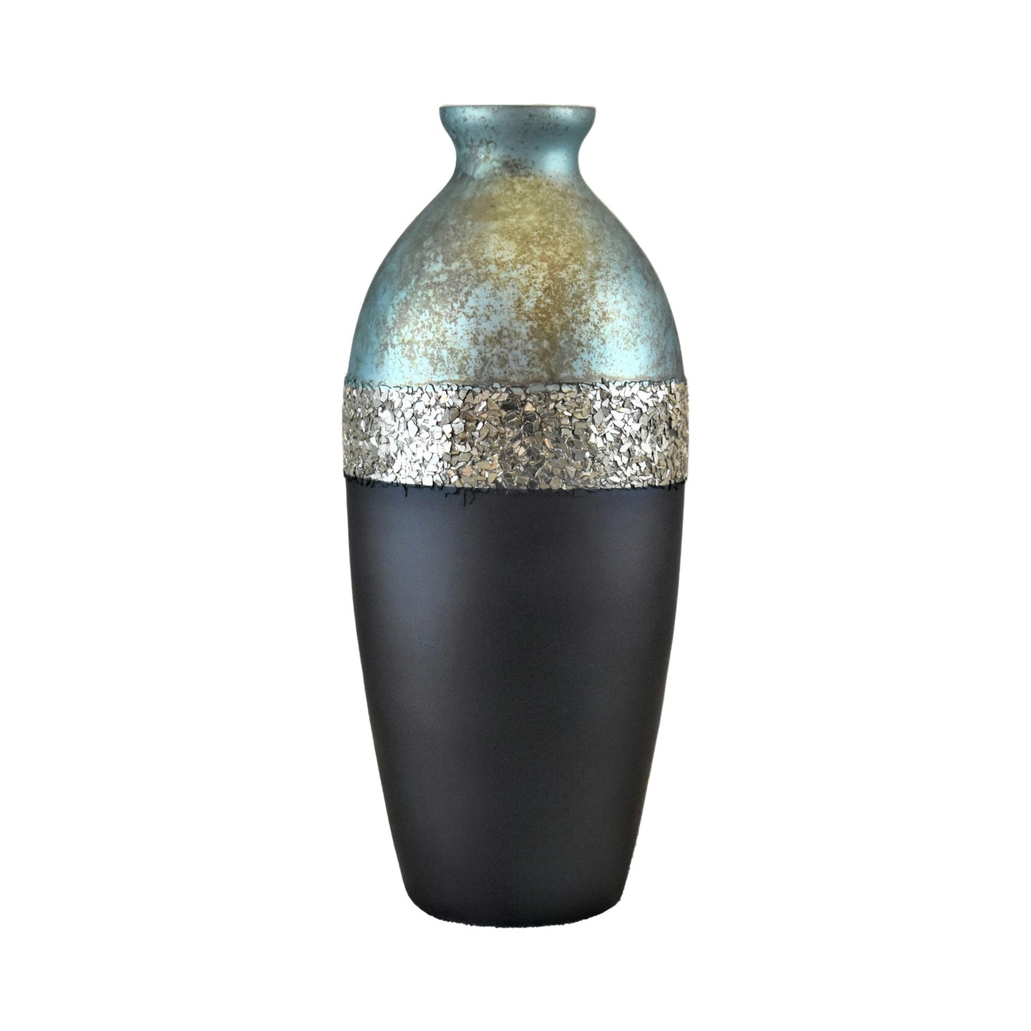 Glass, 16" Tri-colored Glittered Vase, Multi