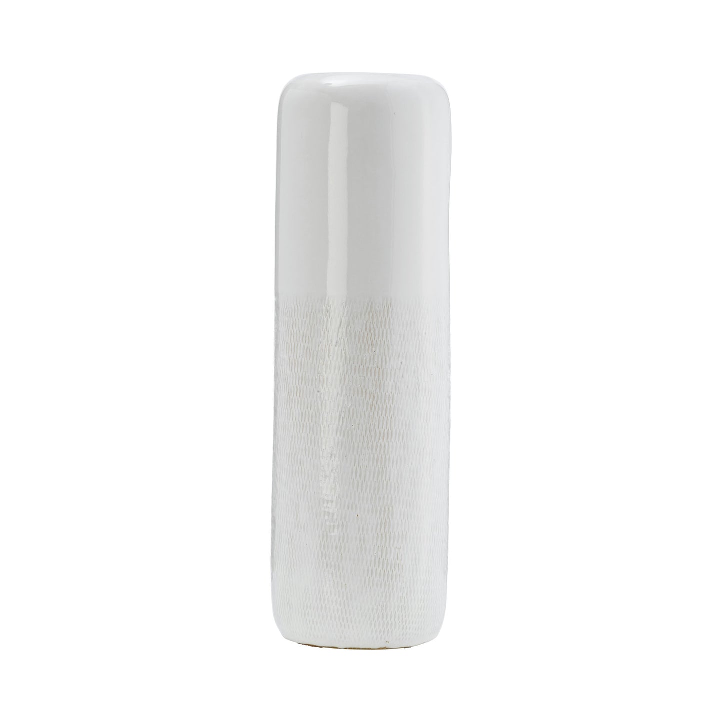 Cer, 12"h Grooved Vase, Ivory