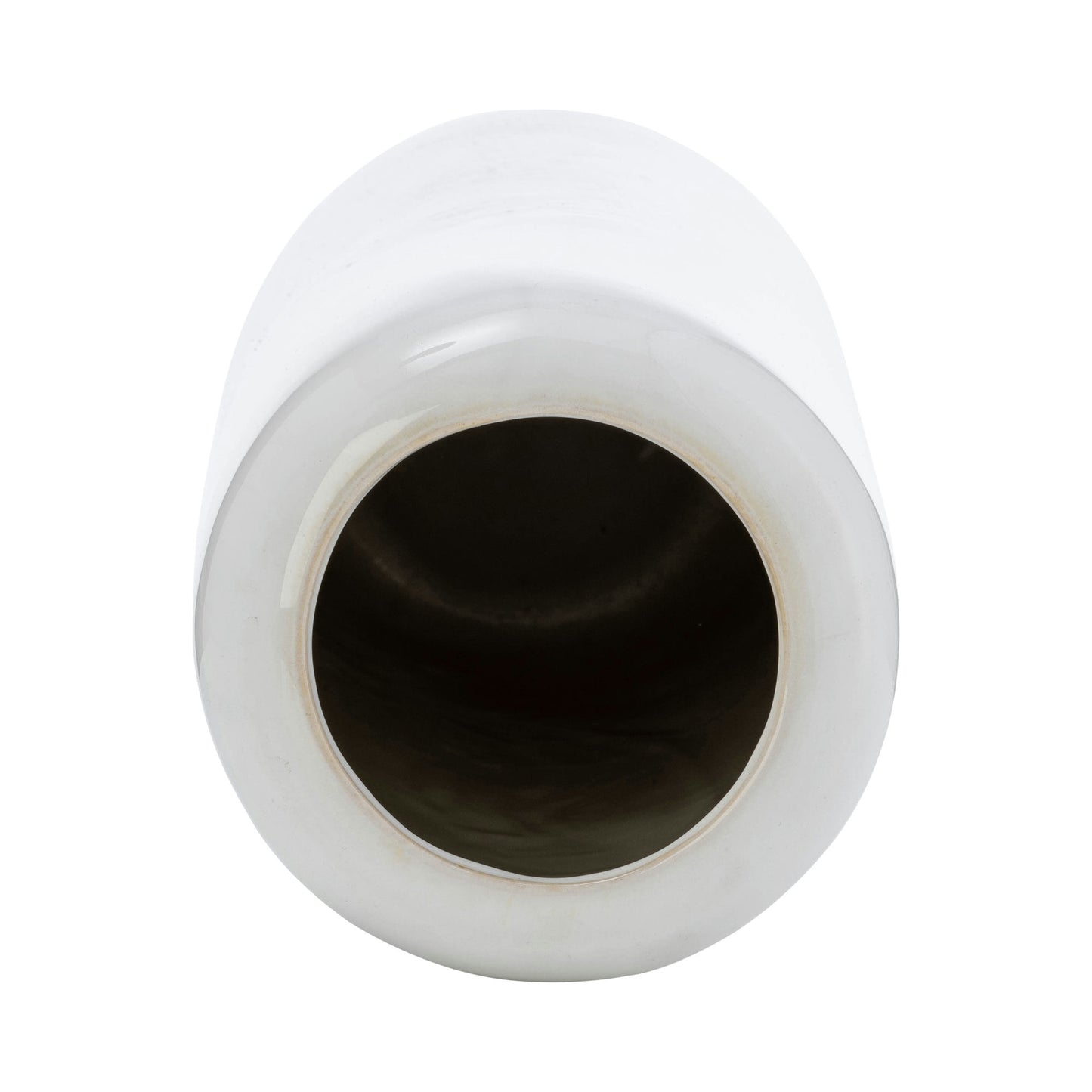 Cer, 12"h Grooved Vase, Ivory