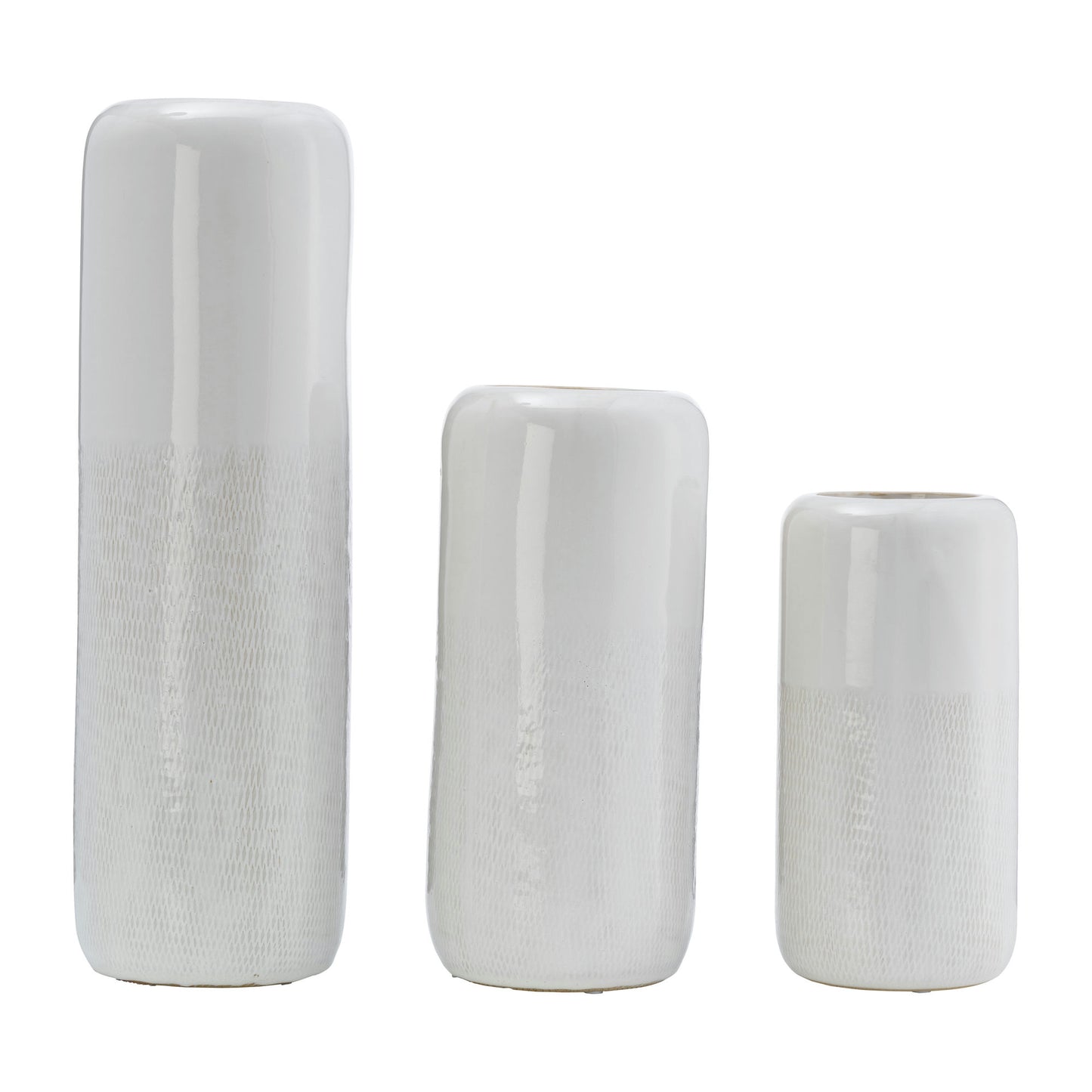 Cer, 18"h Grooved Vase, Ivory