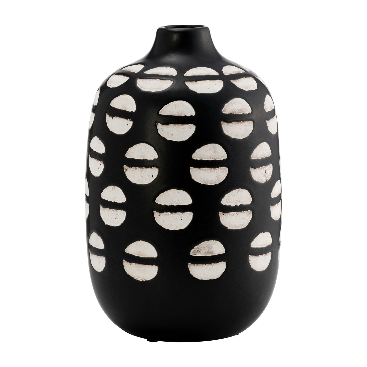 Cer, 10"h Lips Vase, Black/white