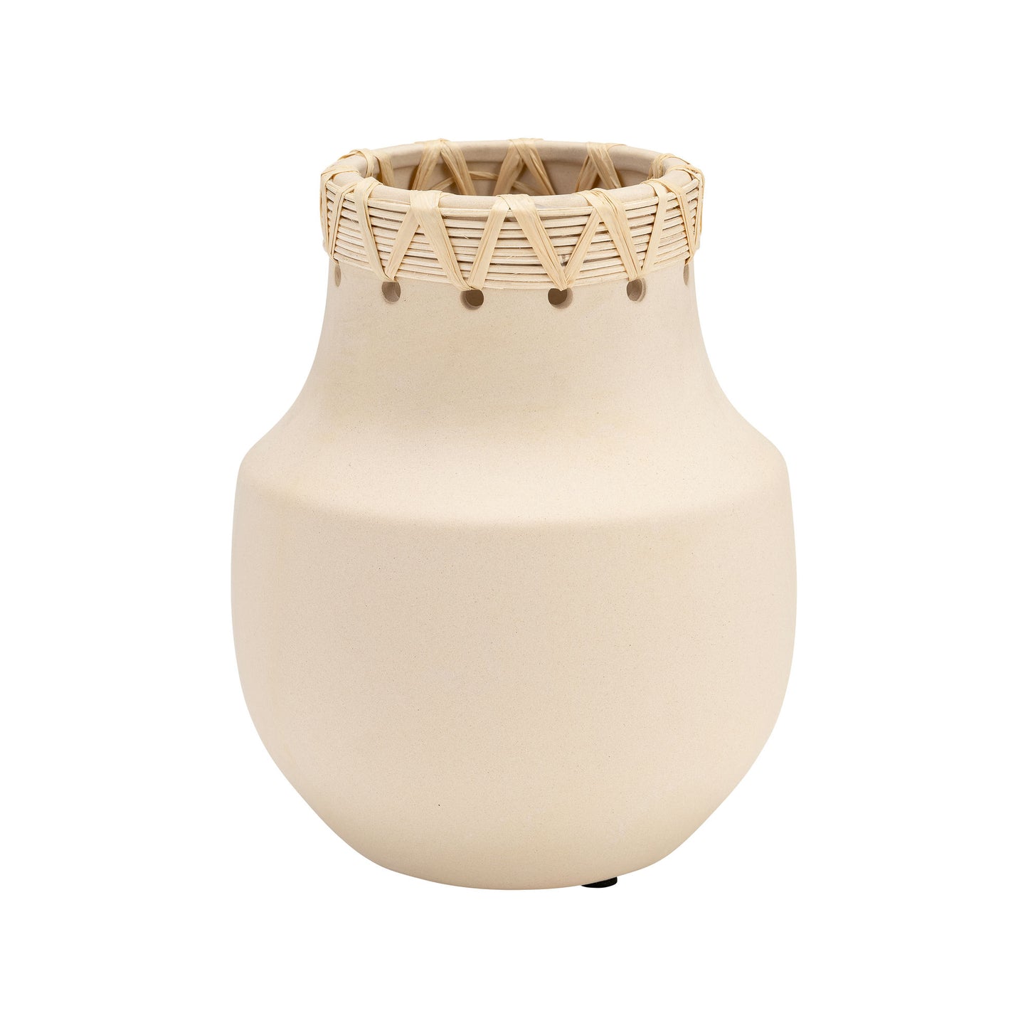 Cer, 7"h Vase W/ Weaving, Natural