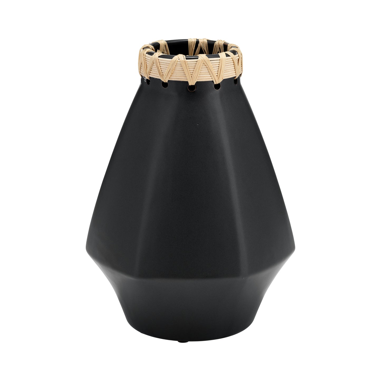 Cer, 10"h Vase W/ Weaving, Black