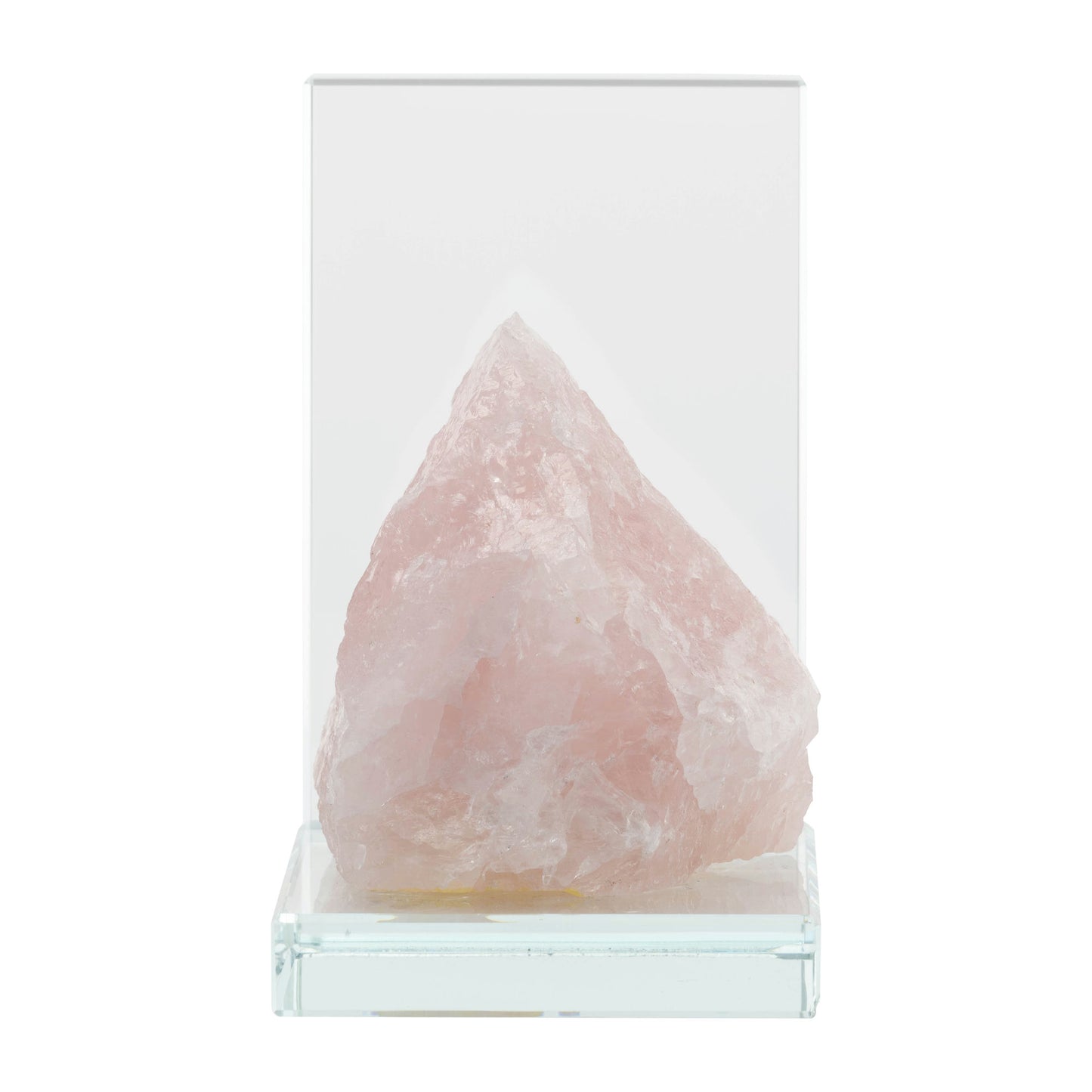 Glass, S/2 5"h Bookends With Pink Stone, Clear