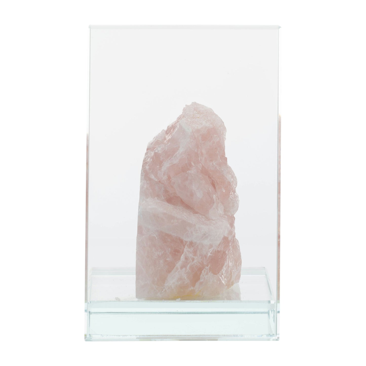 Glass, S/2 5"h Bookends With Pink Stone, Clear