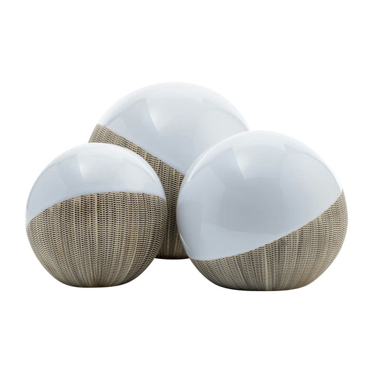 Cer, S/3 4/5/6", 2-tone Orbs, Cream/white