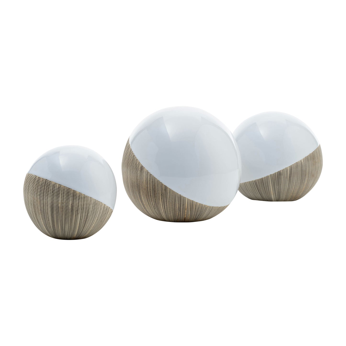 Cer, S/3 4/5/6", 2-tone Orbs, Cream/white