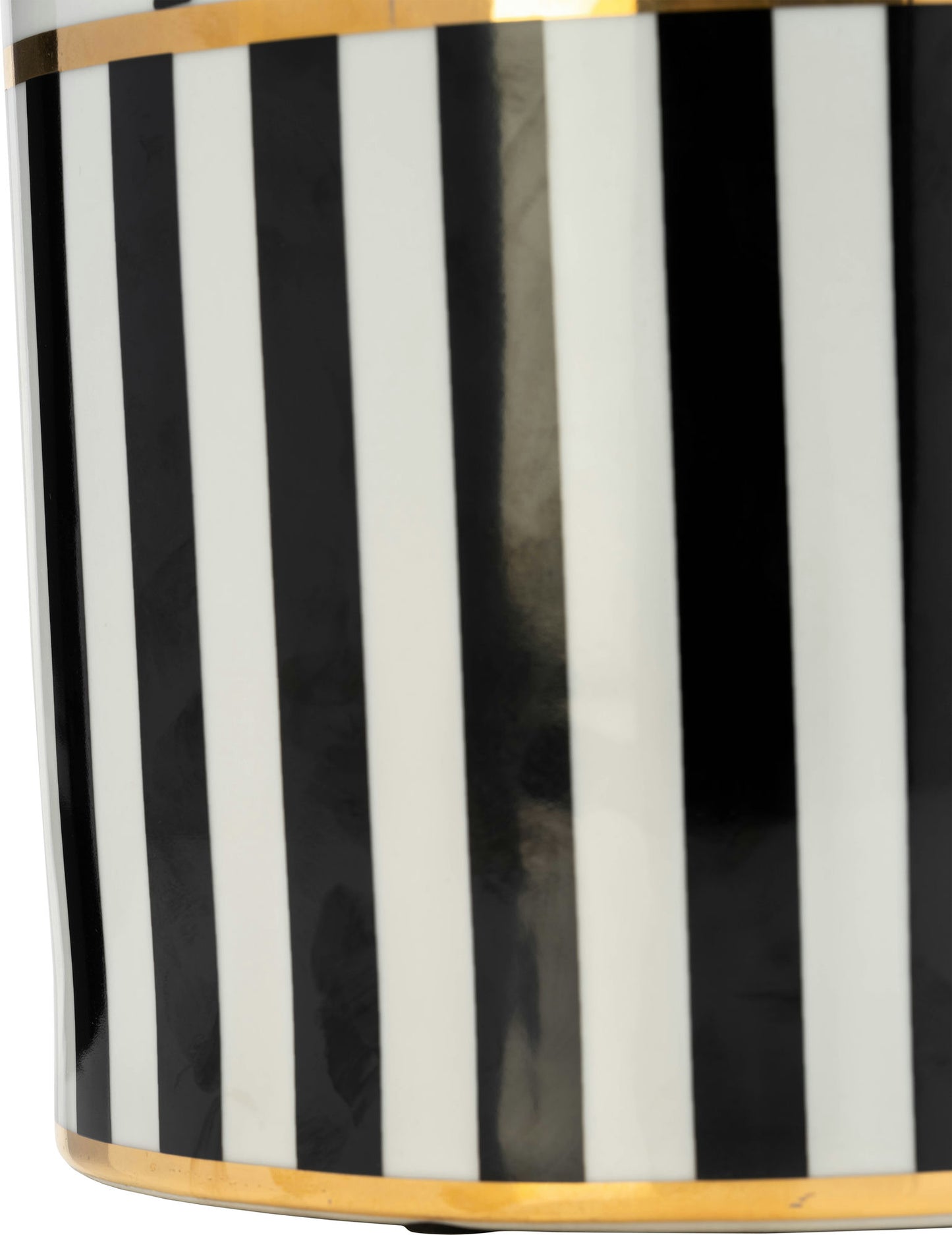 Cer, 16"h Zebra Jar W/ Lid, White/gold