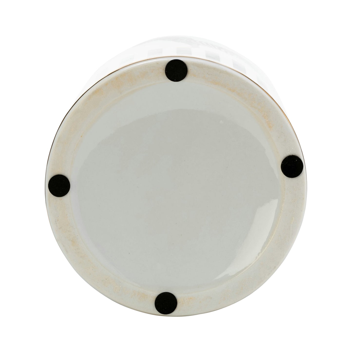 Cer, 12"h Zebra Jar W/ Lid, White/gold