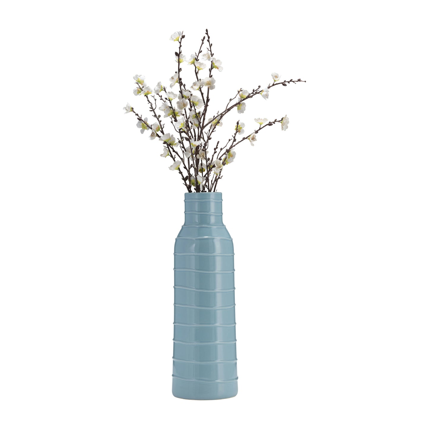 Cer, 21"h Tribal Vase, Cameo Blue