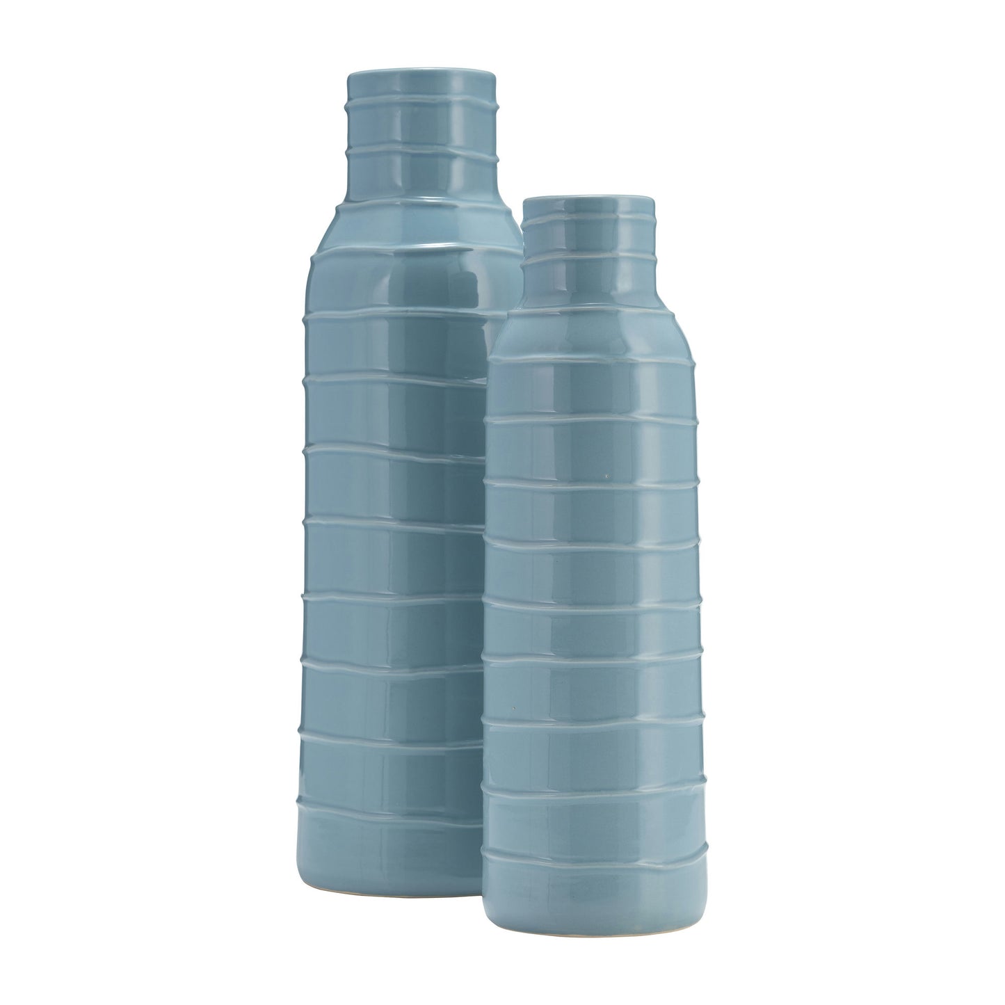 Cer, 21"h Tribal Vase, Cameo Blue