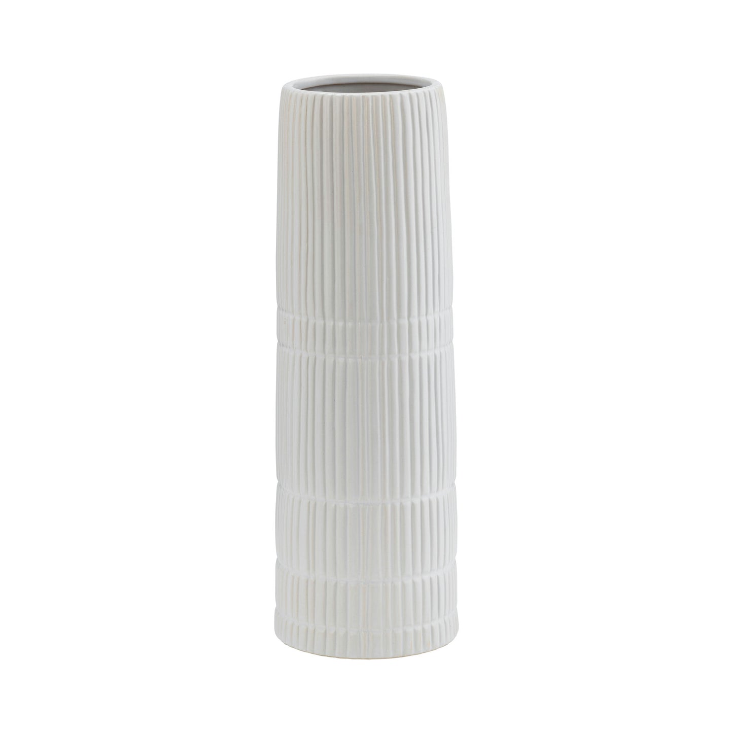 Cer, 15"h Lined Cylinder Vase, White