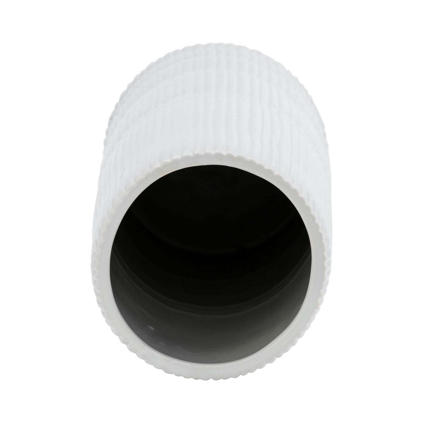 Cer, 15"h Lined Cylinder Vase, White