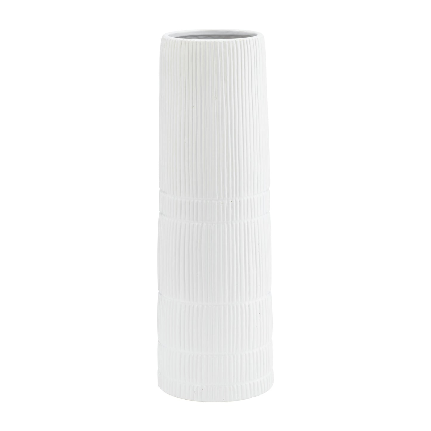 Cer, 18"h Lined Cylinder Vase, White