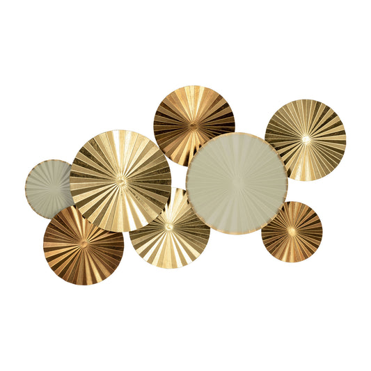 Metal, 31"l Pleated Wall Discs, Gold Wb