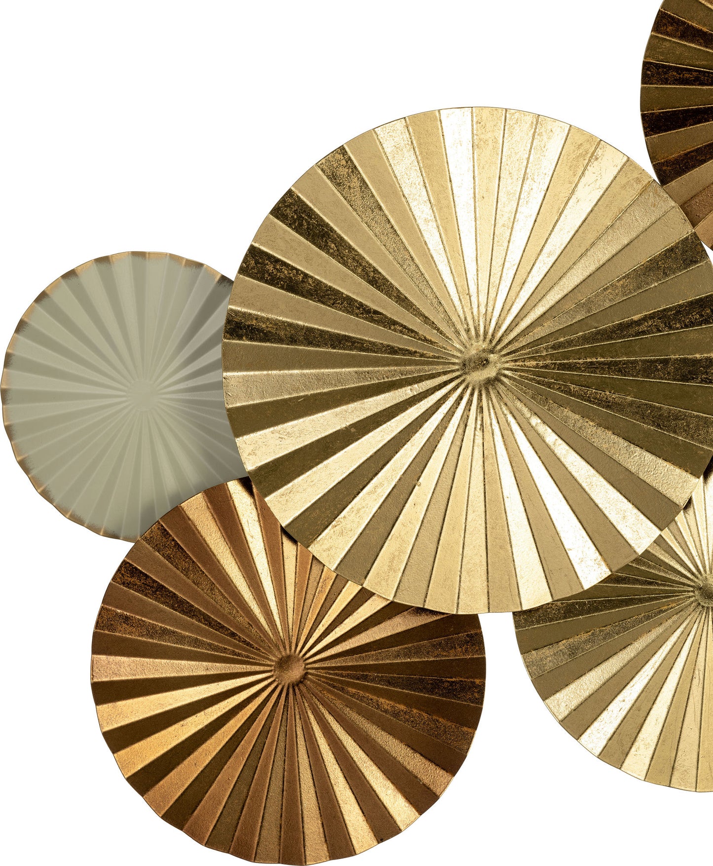 Metal, 31"l Pleated Wall Discs, Gold Wb