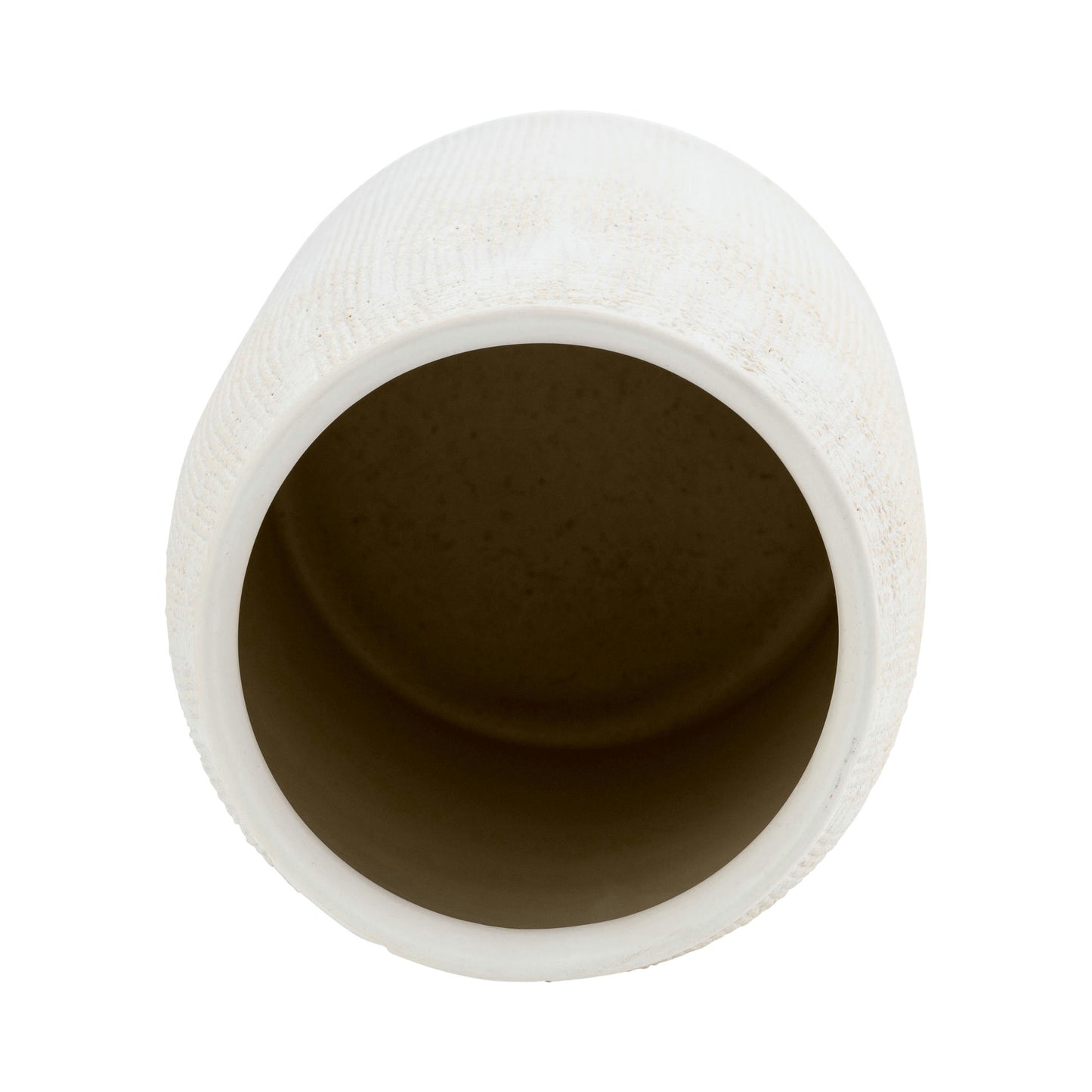 Cer, 13"h Ridged Vase, White