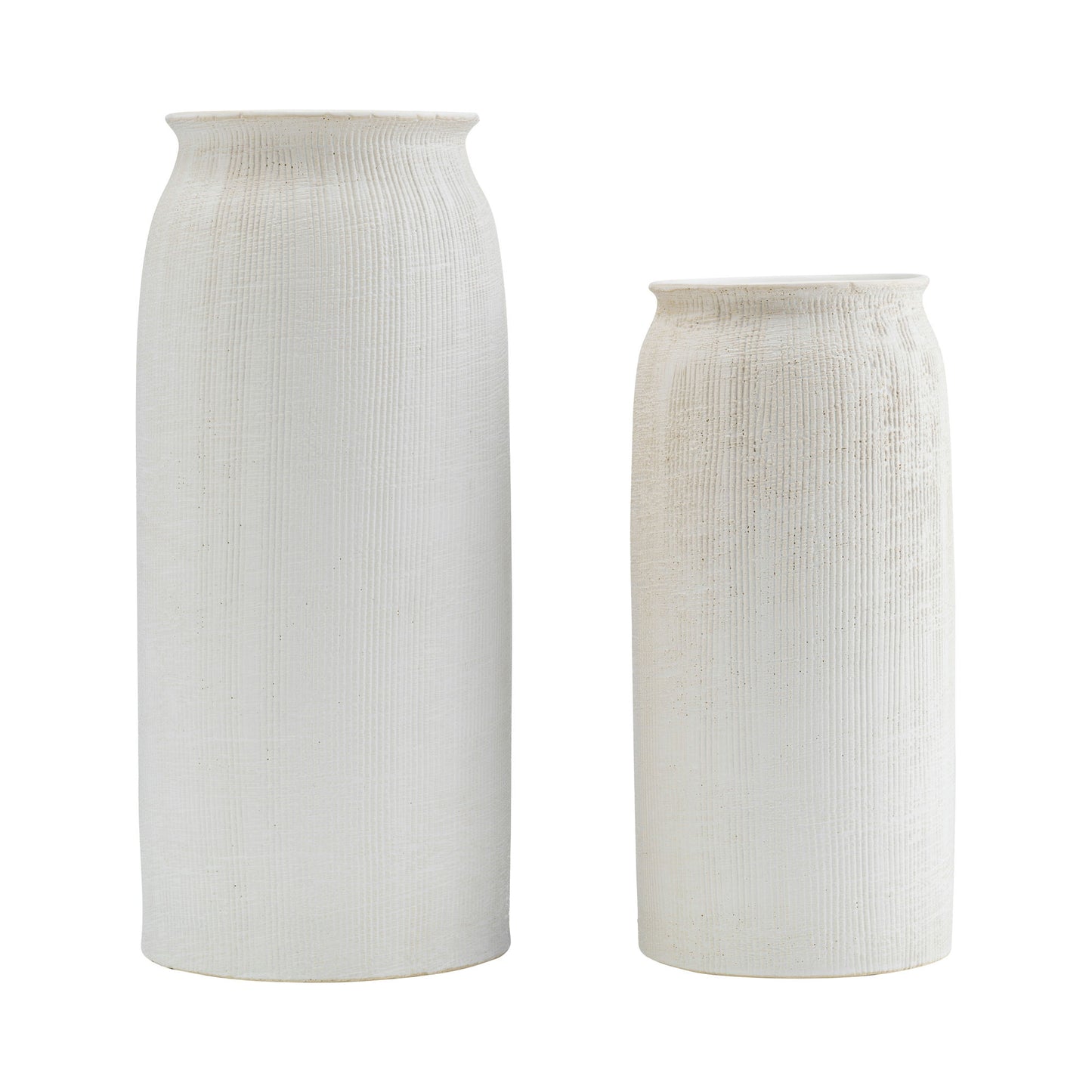 Cer, 13"h Ridged Vase, White