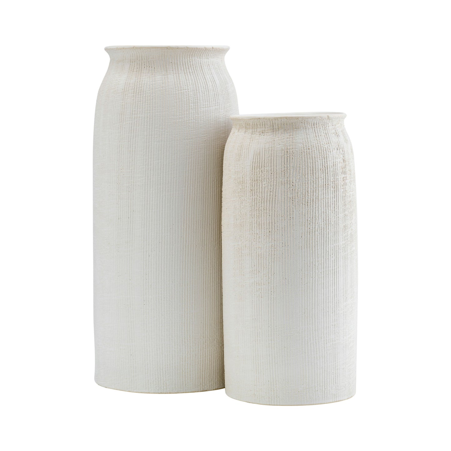 Cer, 13"h Ridged Vase, White