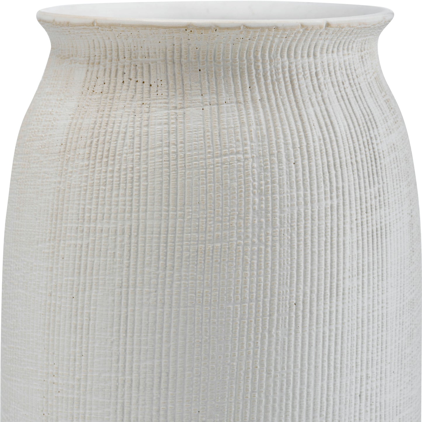 Cer, 16"h Ridged Vase, White