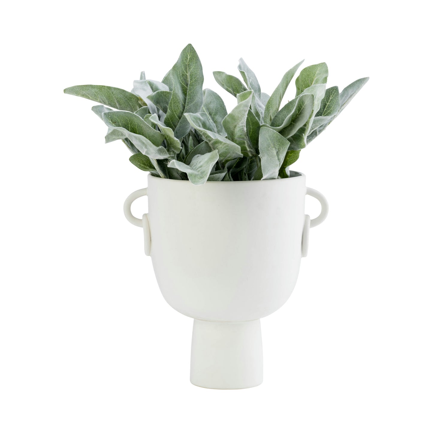Cer, 10"h Vase With Handles, White