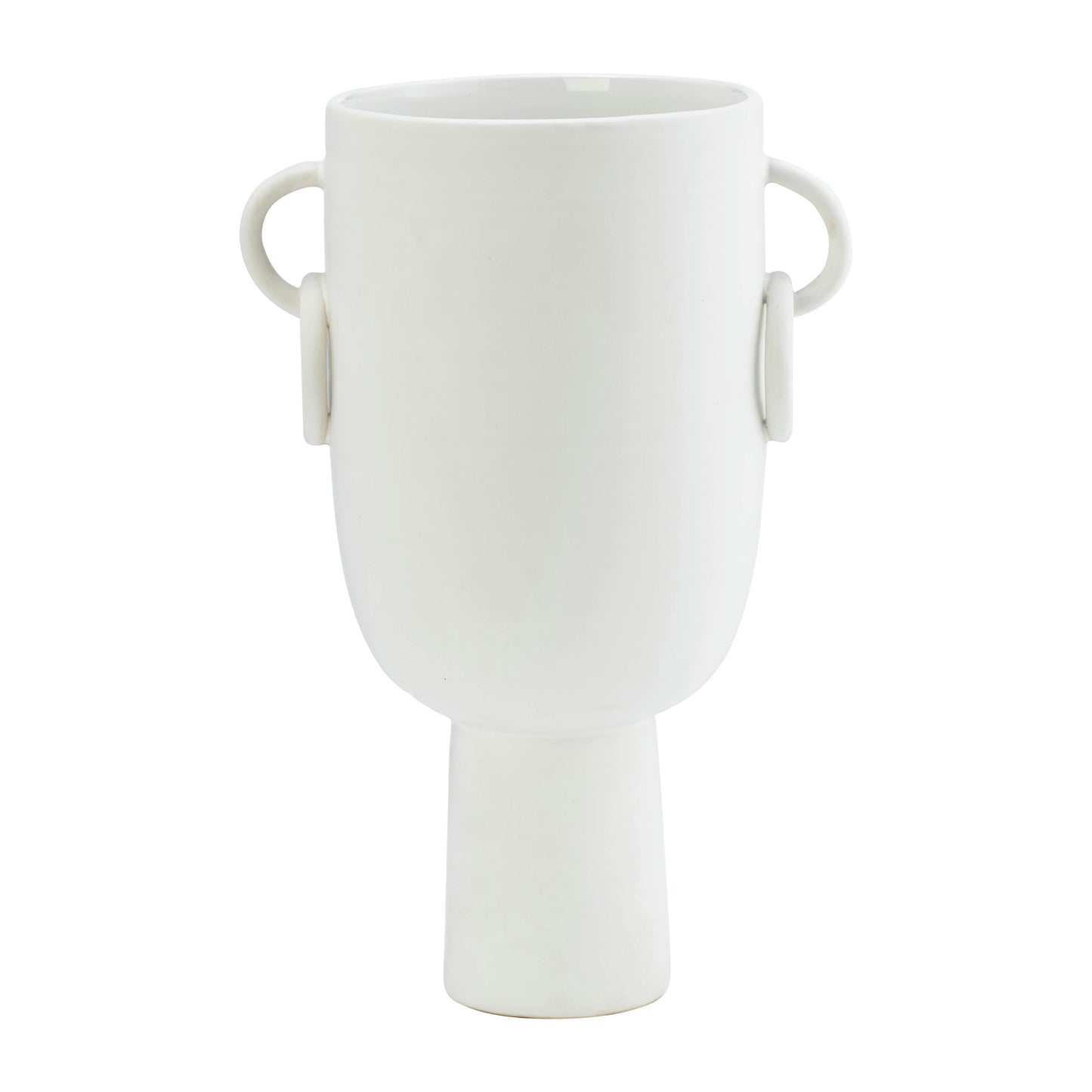 Cer, 13"h Vase With Handles, White