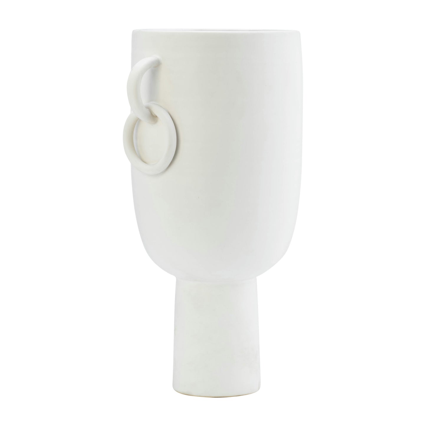 Cer, 13"h Vase With Handles, White
