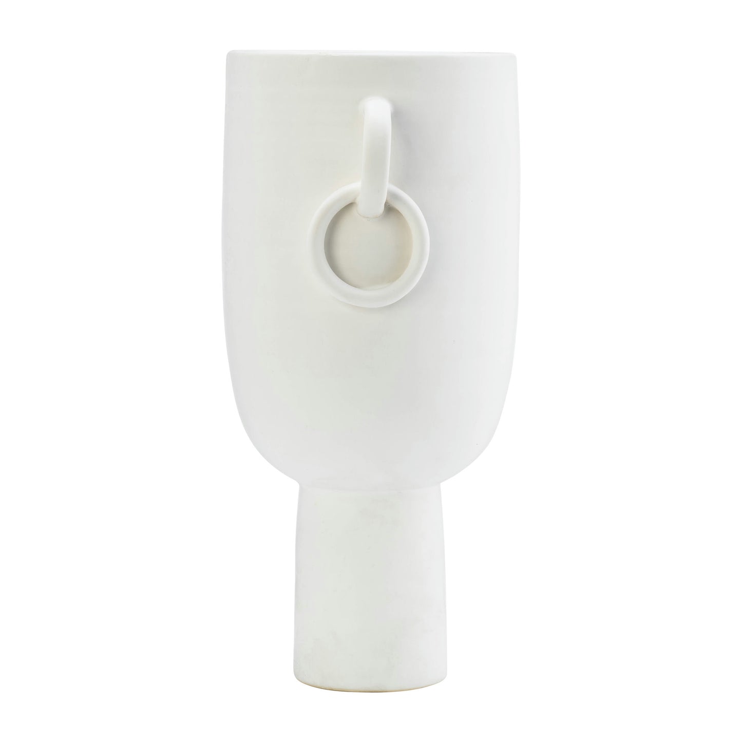 Cer, 13"h Vase With Handles, White