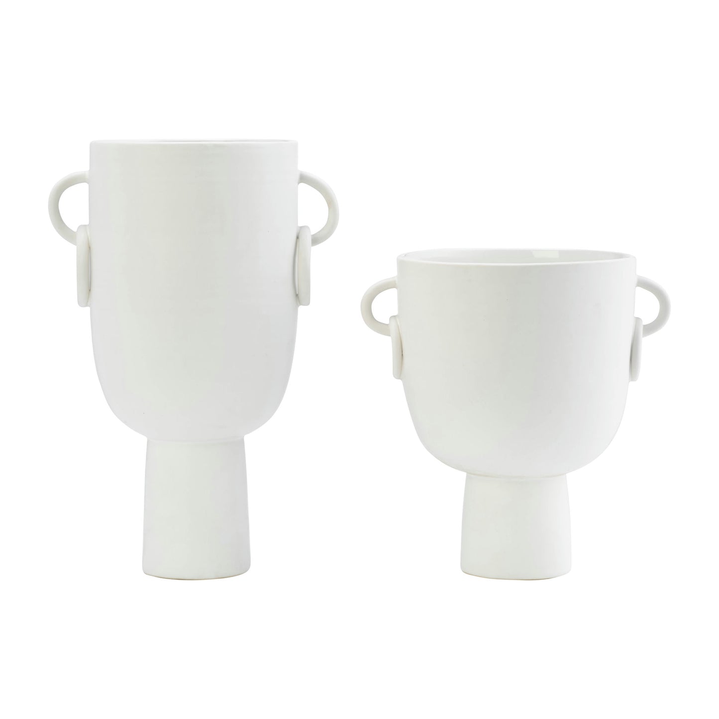 Cer, 13"h Vase With Handles, White