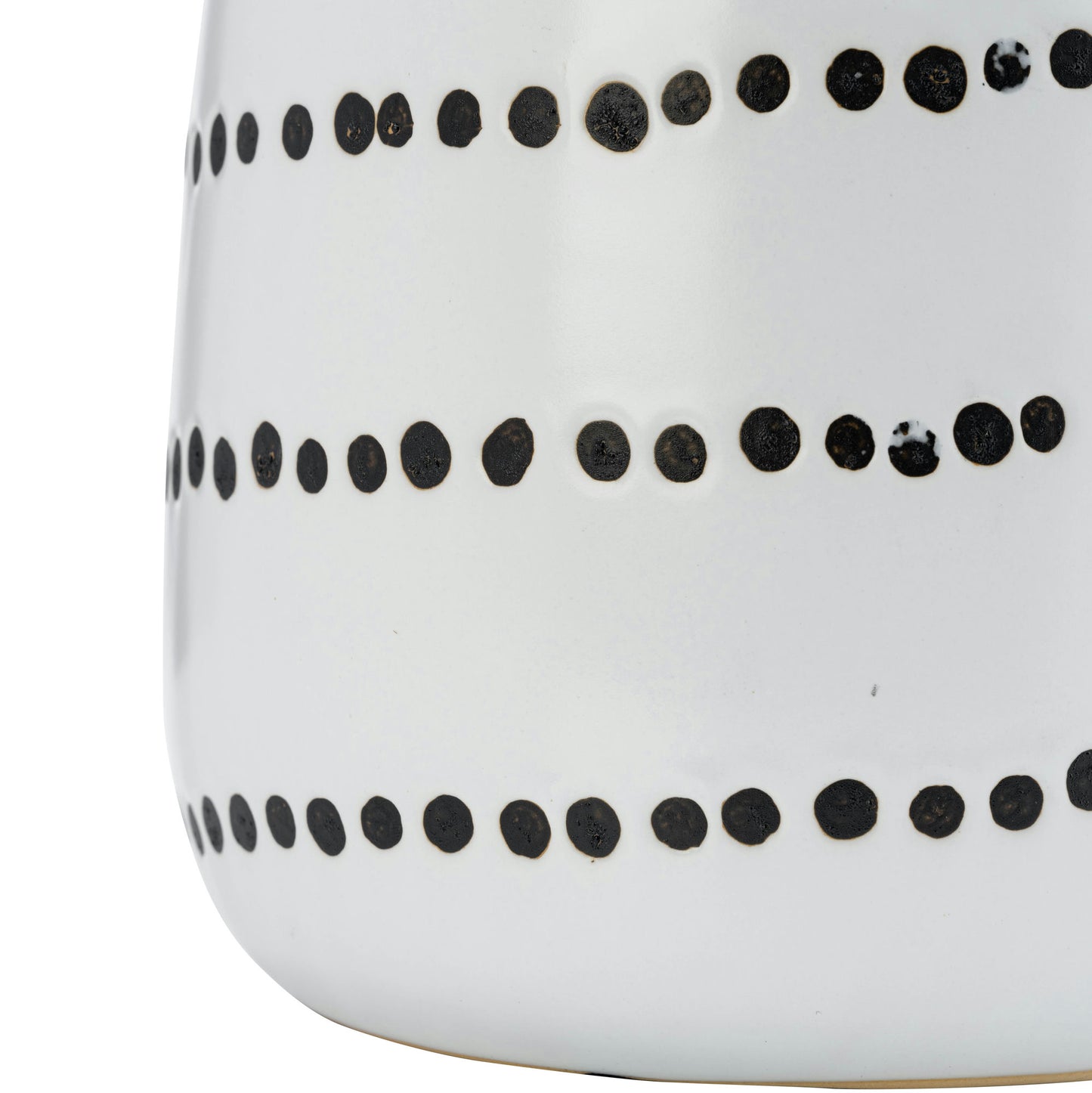 Cer, 9"h Spiral Dot Flower Vase, White/black